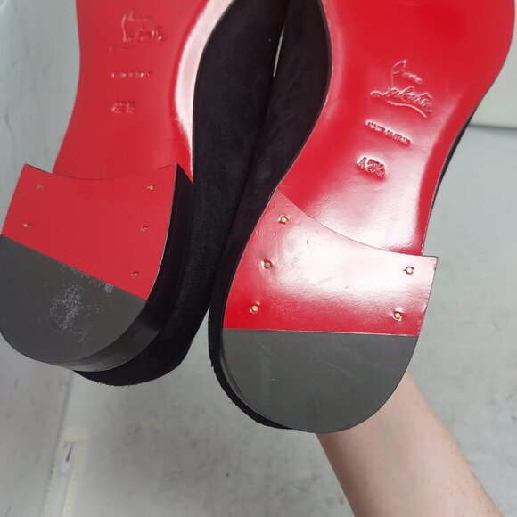 CHRISTIAN LOUBOUTIN Black Dandelion Strass Suede Logo Loafer - Picture 12 of 12